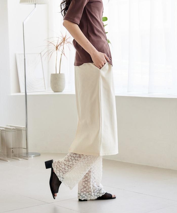 花朵蕾絲打底褲＋半身裙套裝