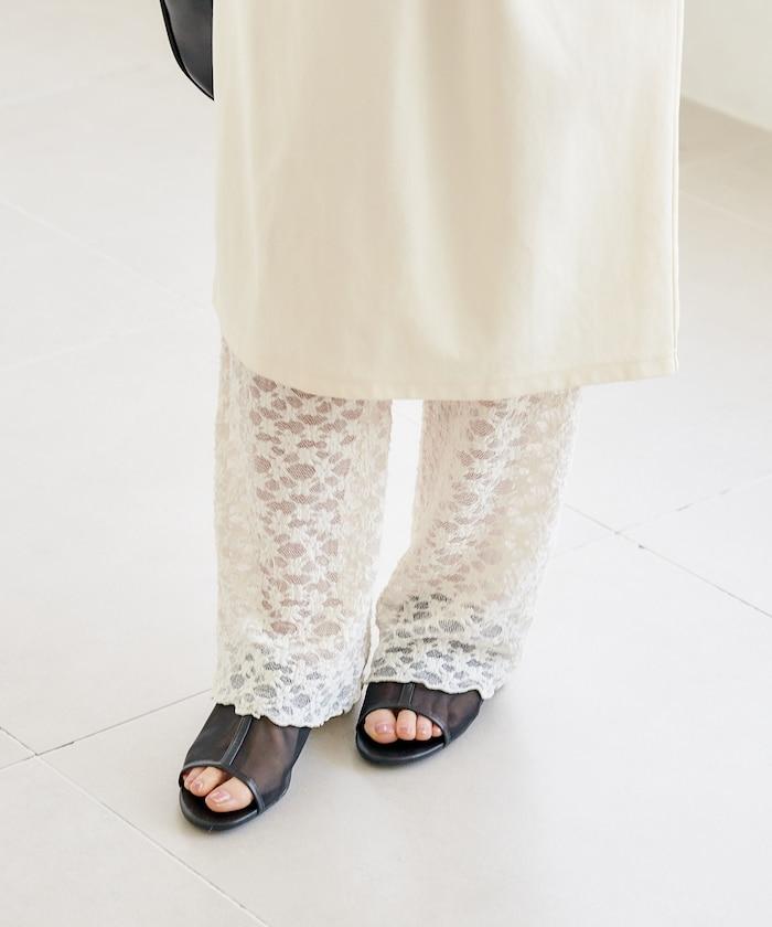 花朵蕾絲打底褲＋半身裙套裝