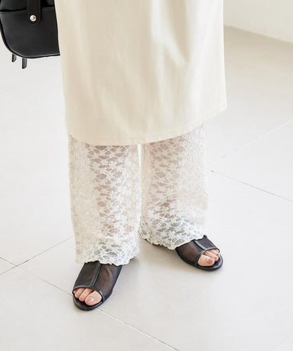 花朵蕾絲打底褲＋半身裙套裝
