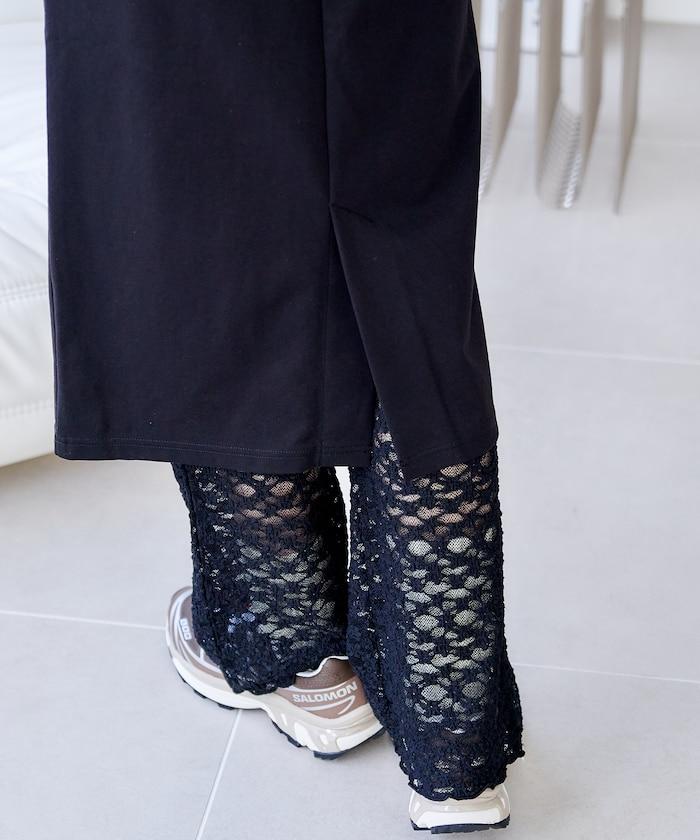 花朵蕾絲打底褲＋半身裙套裝