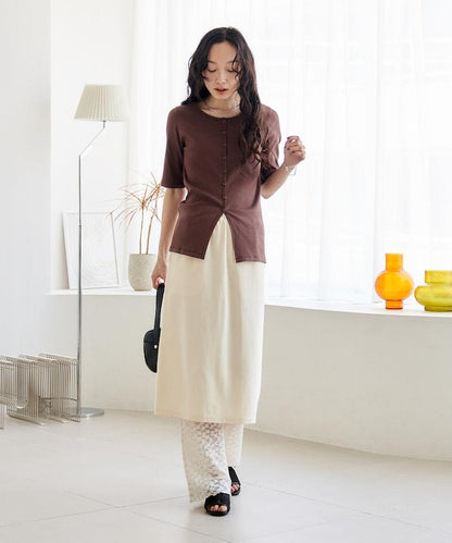 花朵蕾絲打底褲＋半身裙套裝