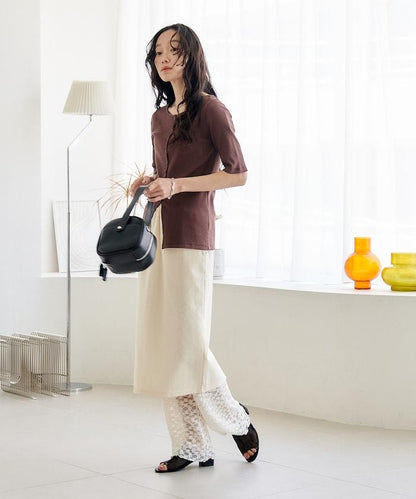 花朵蕾絲打底褲＋半身裙套裝