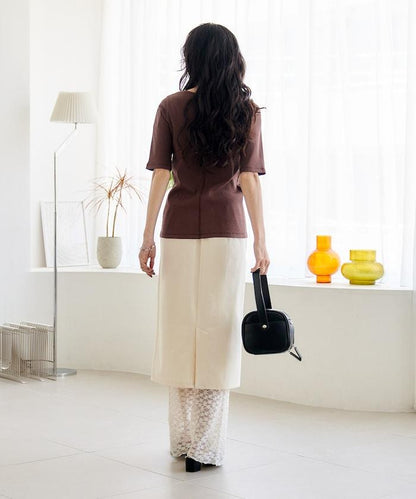 花朵蕾絲打底褲＋半身裙套裝