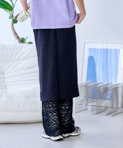 花朵蕾絲打底褲＋半身裙套裝