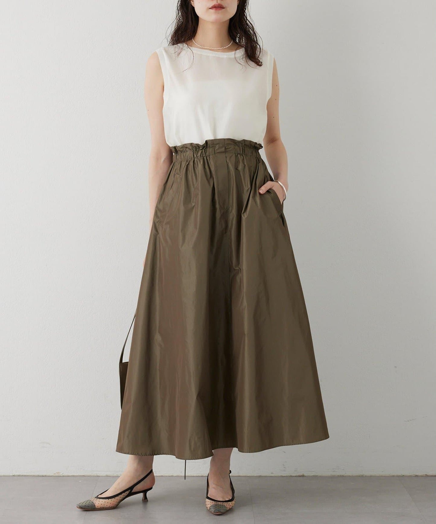 Drawing Numbers 塔夫綢褶皺半身裙