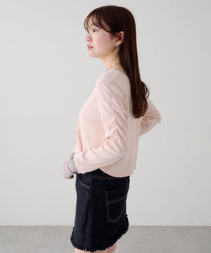 袖部網紗羅紋針織開衫