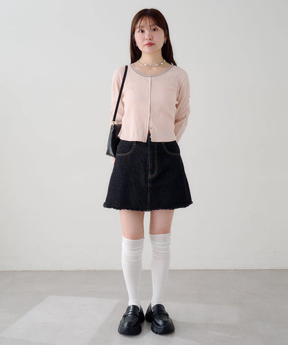 袖部網紗羅紋針織開衫