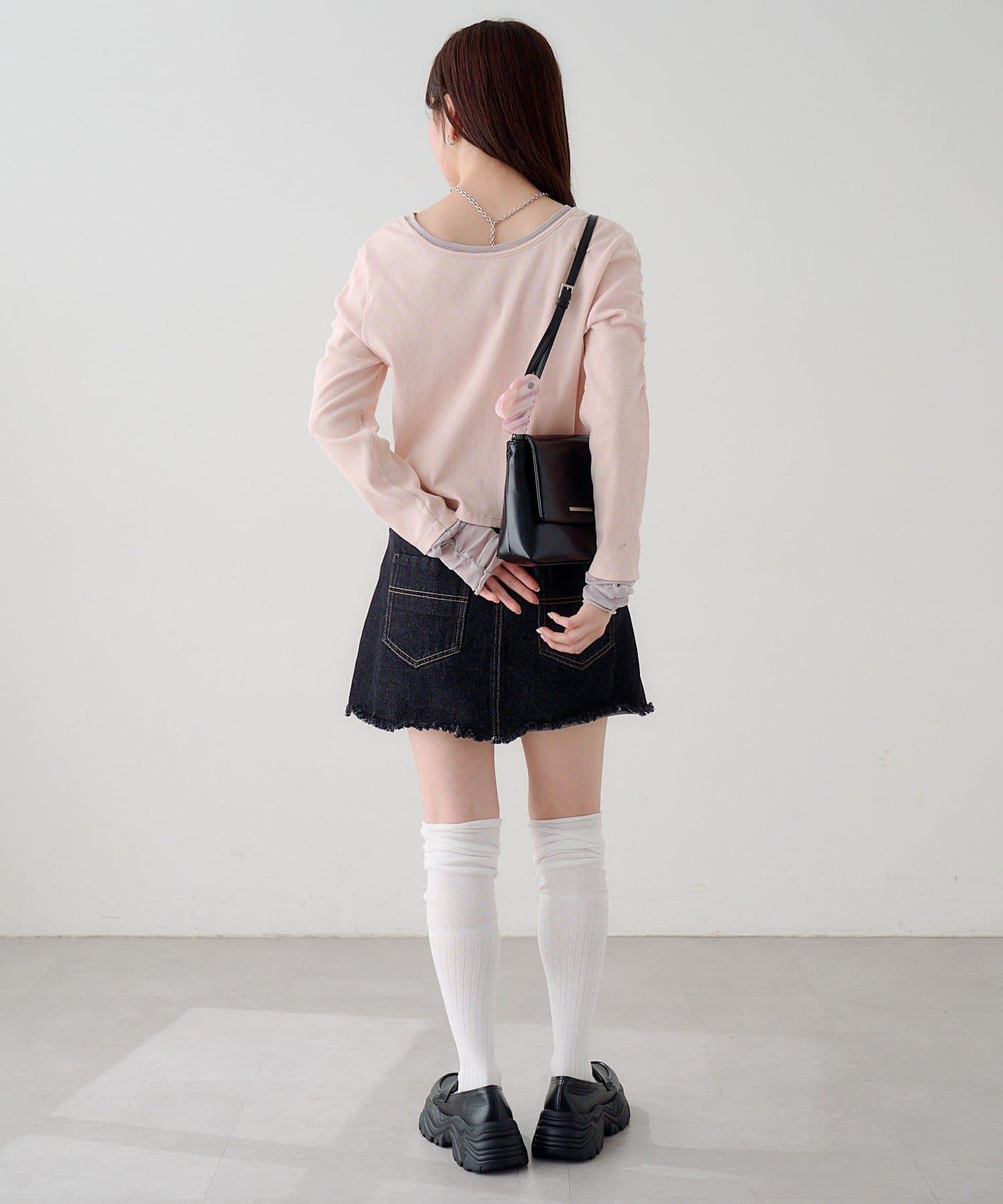 袖部網紗羅紋針織開衫