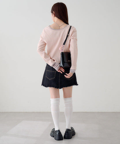 袖部網紗羅紋針織開衫