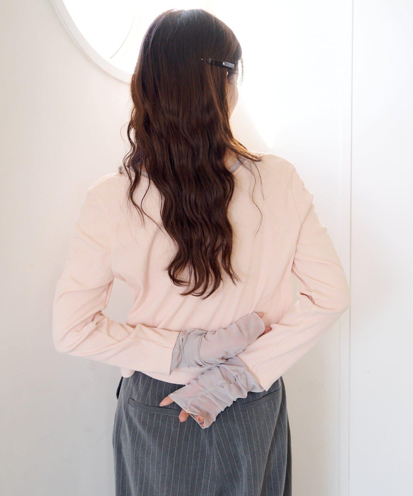 袖部網紗羅紋針織開衫