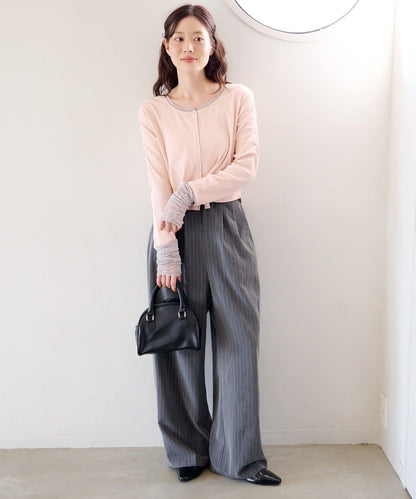 袖部網紗羅紋針織開衫