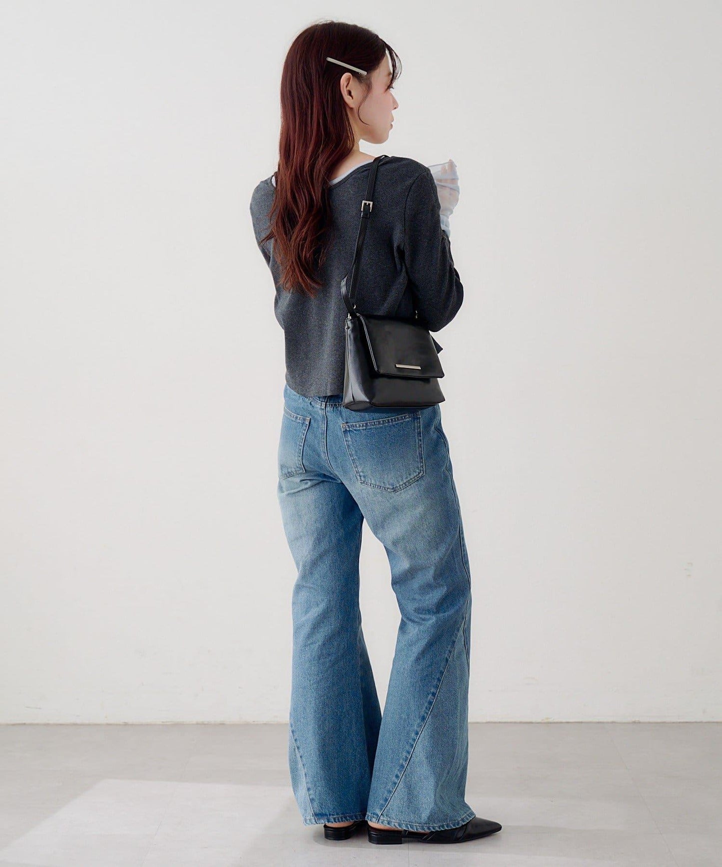 袖部網紗羅紋針織開衫