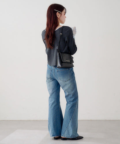 袖部網紗羅紋針織開衫