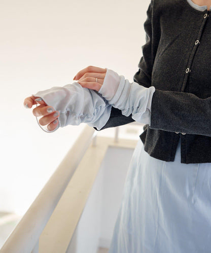 袖部網紗羅紋針織開衫