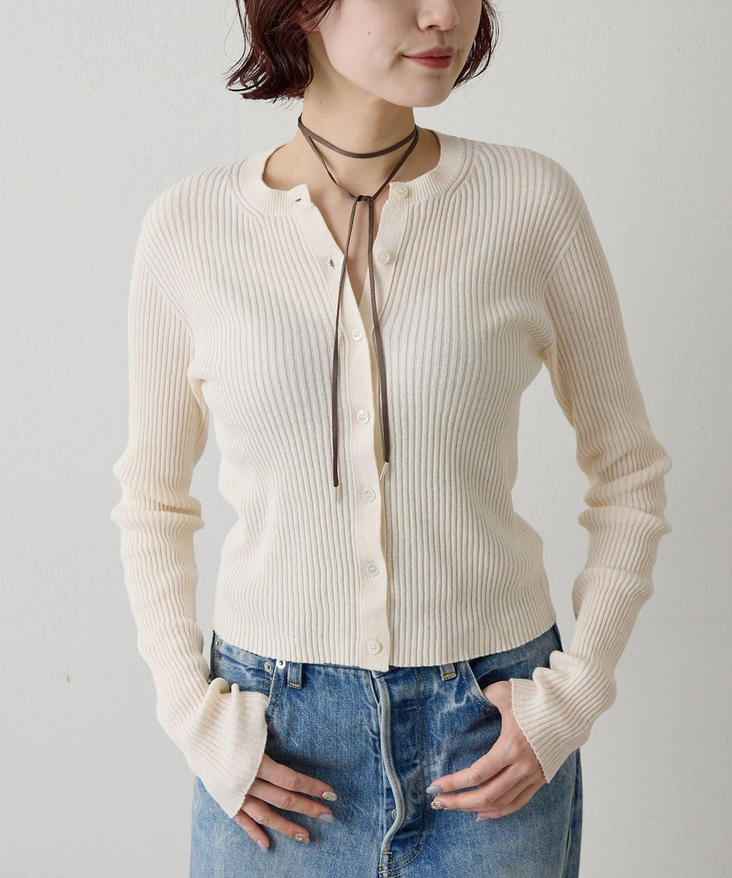 無縫羅紋針織開衫