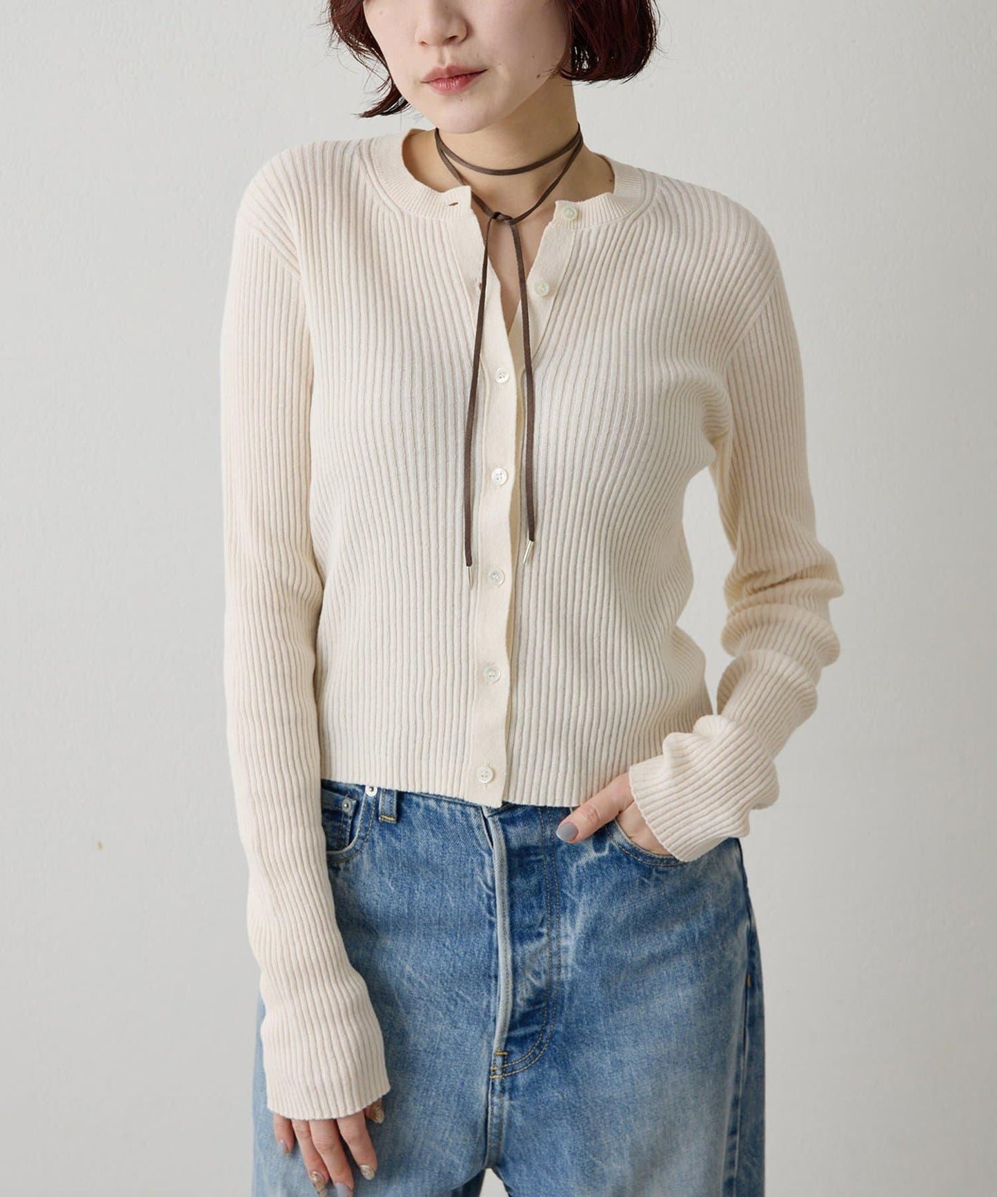 無縫羅紋針織開衫