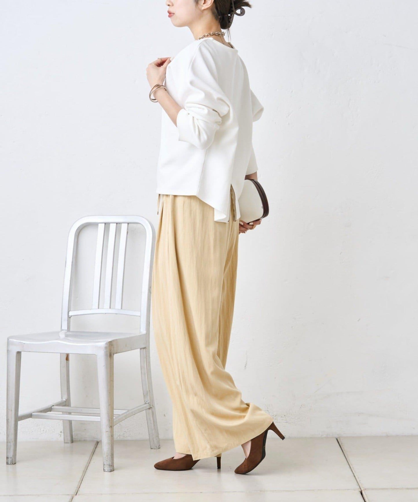 多褶設計 闊腿 褲子