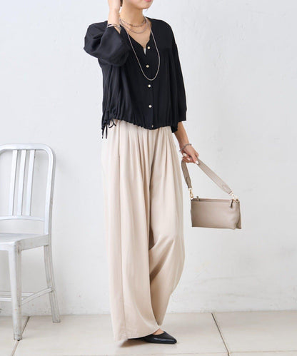 多褶設計 闊腿 褲子