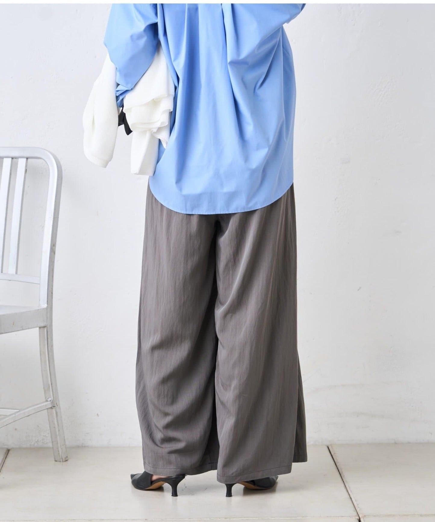 多褶設計 闊腿 褲子