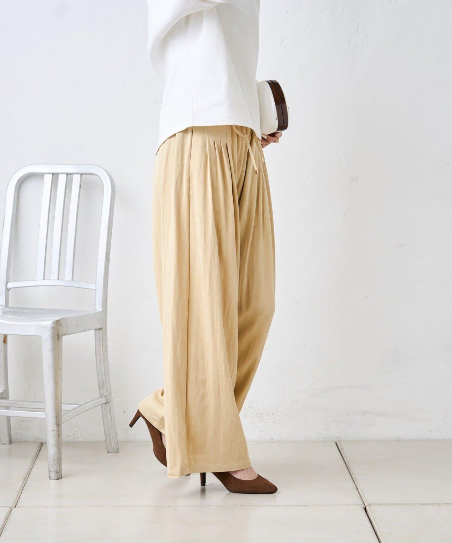 多褶設計 闊腿 褲子