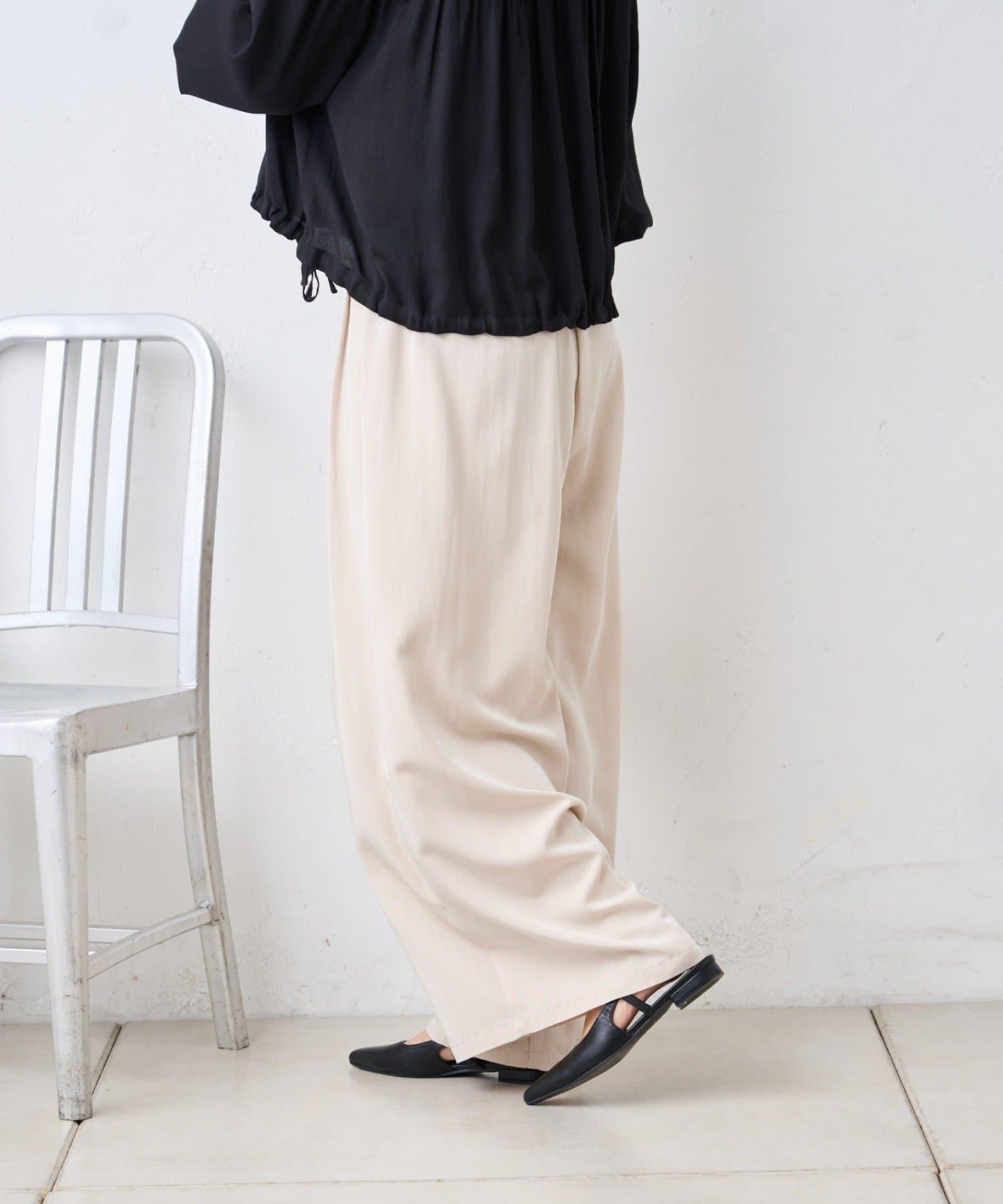 多褶設計 闊腿 褲子