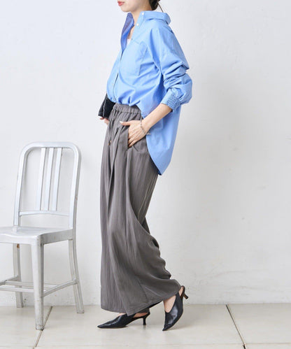 多褶設計 闊腿 褲子