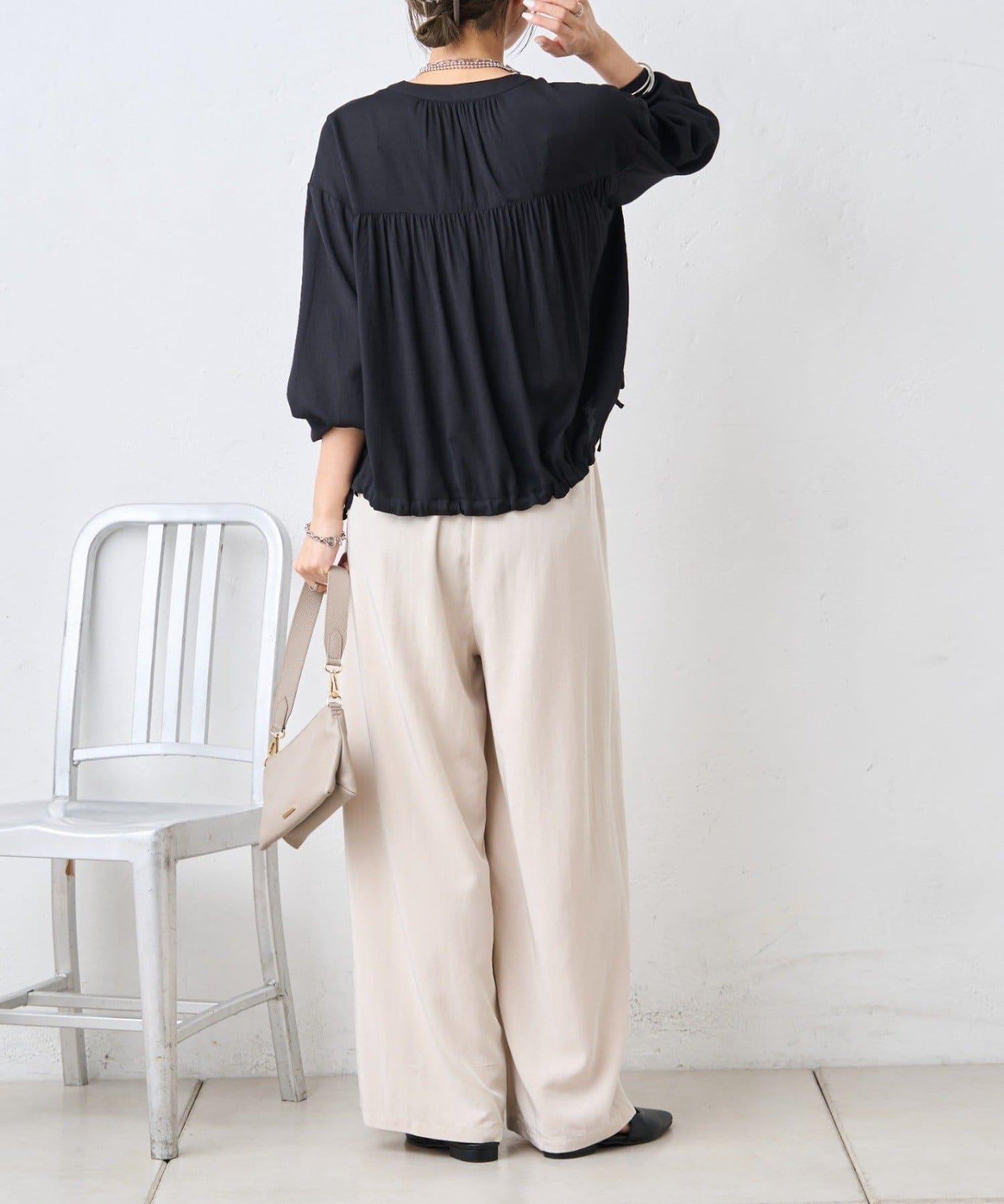 多褶設計 闊腿 褲子
