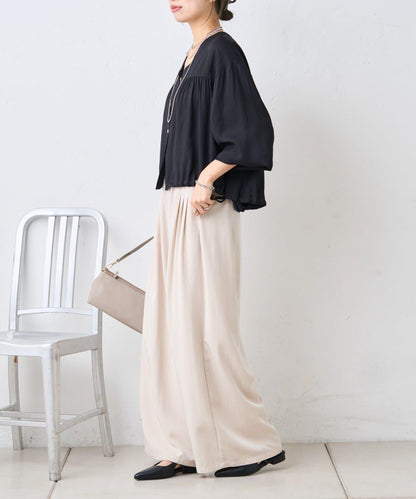 多褶設計 闊腿 褲子