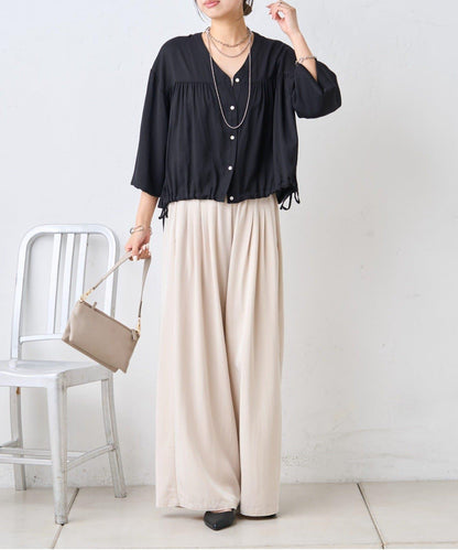 多褶設計 闊腿 褲子