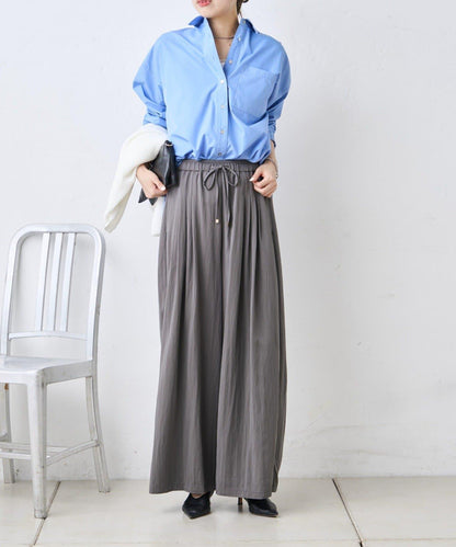 多褶設計 闊腿 褲子