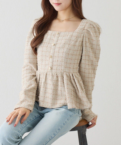 one after another 後背蕾絲荷葉下襬上衣