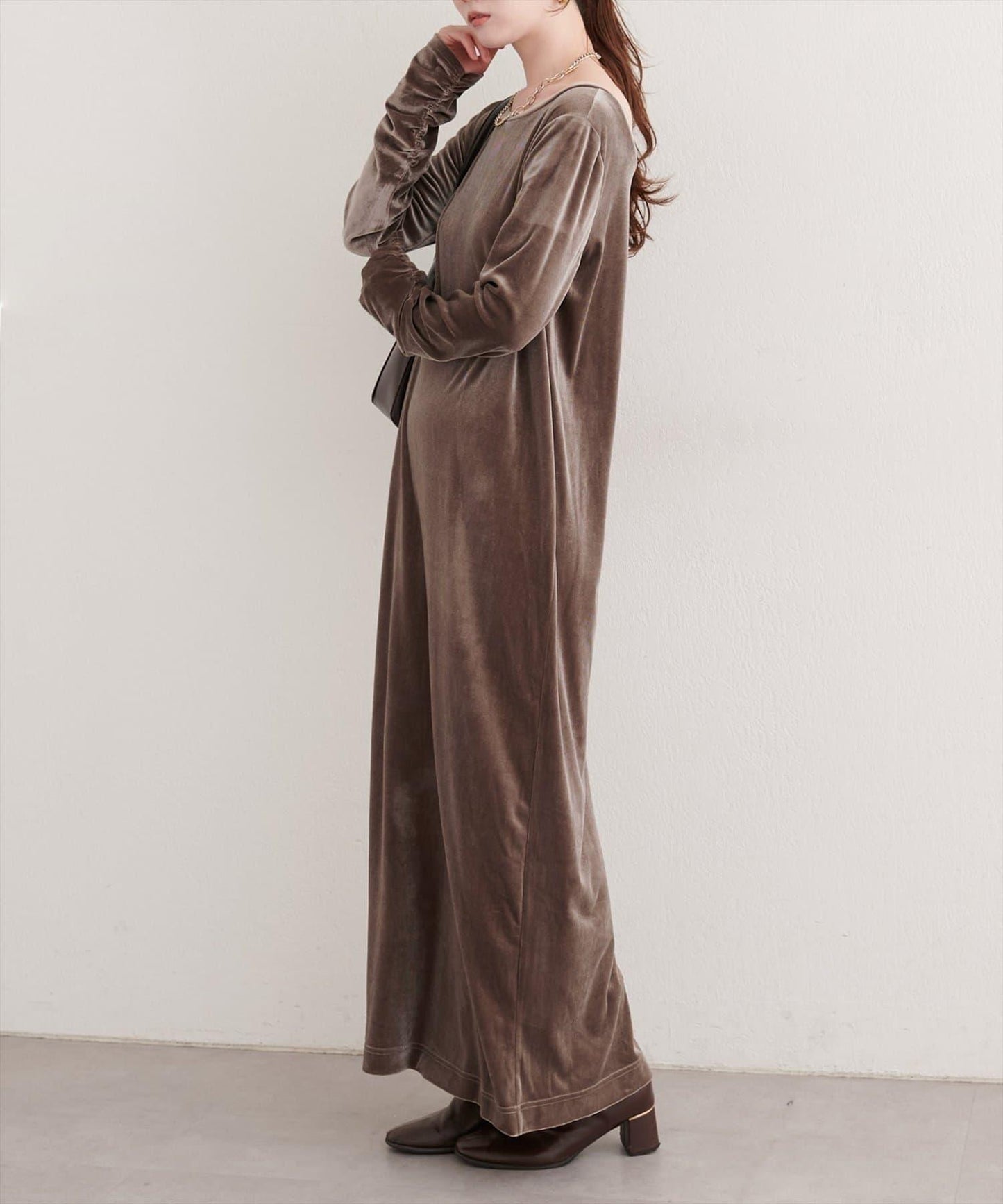 EVERY.VERY niceclaup 袖口抽褶 絲絨 連衣裙