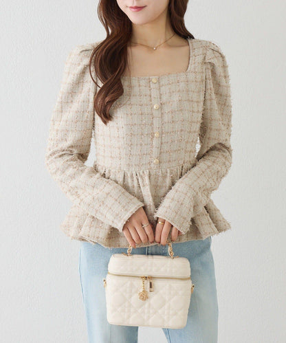 one after another 後背蕾絲荷葉下襬上衣