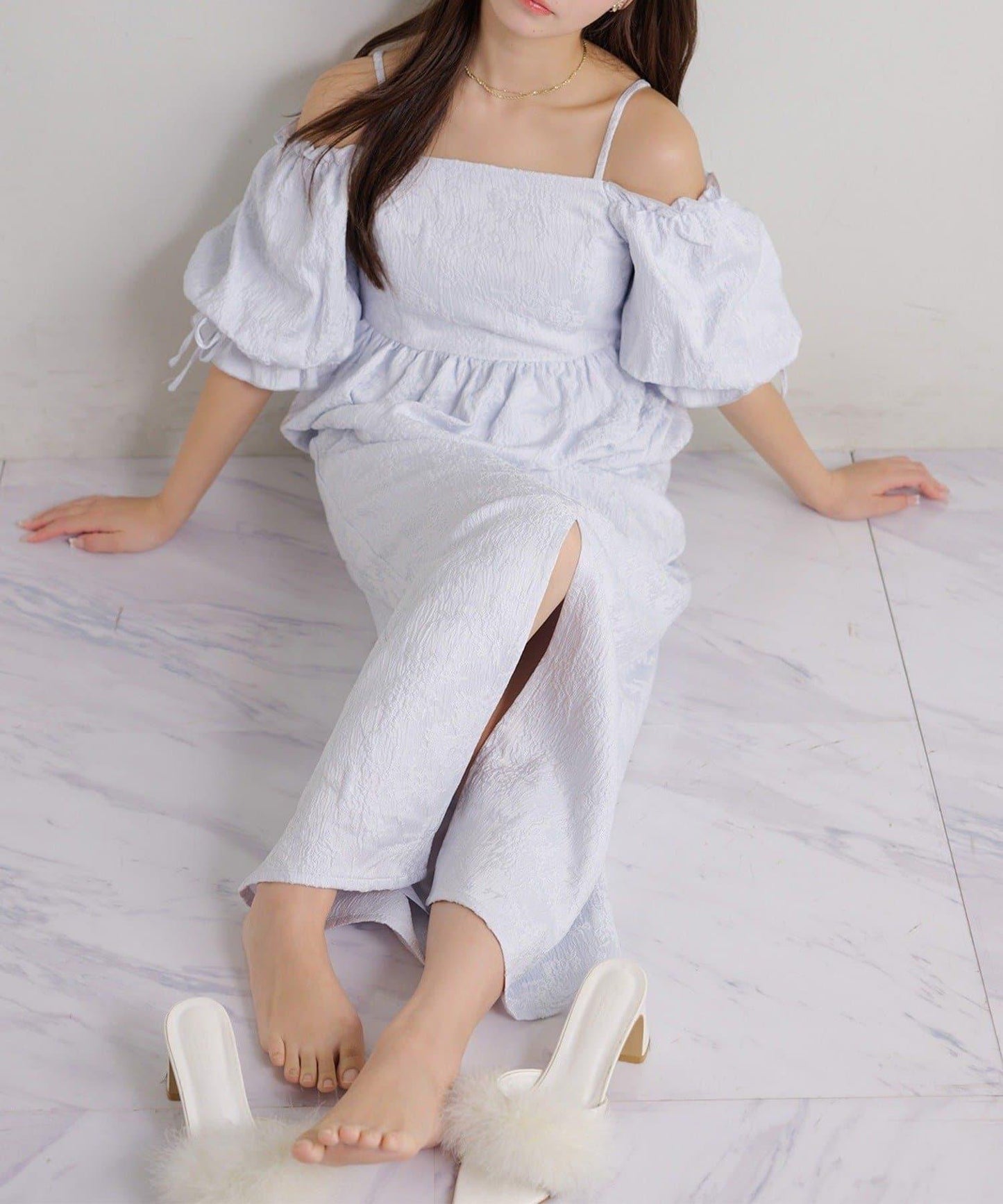 Seemi. 開叉修身 後繫帶 半身裙