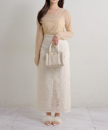 Seemi. 開叉修身 後繫帶 半身裙