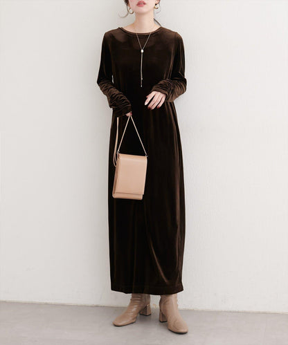 EVERY.VERY niceclaup 袖口抽褶 絲絨 連衣裙