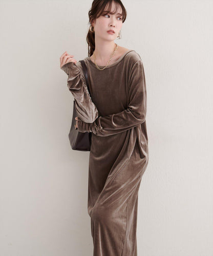 EVERY.VERY niceclaup 袖口抽褶 絲絨 連衣裙
