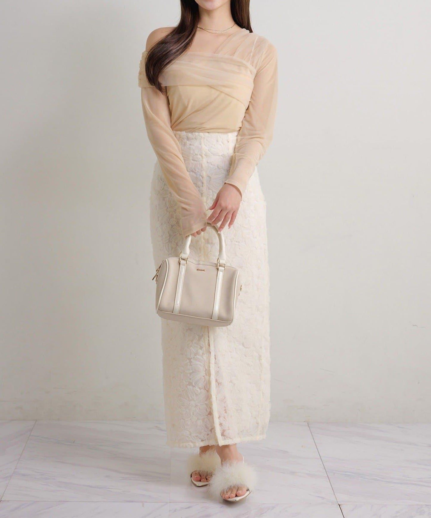 Seemi. 開叉修身 後繫帶 半身裙