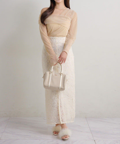 Seemi. 開叉修身 後繫帶 半身裙