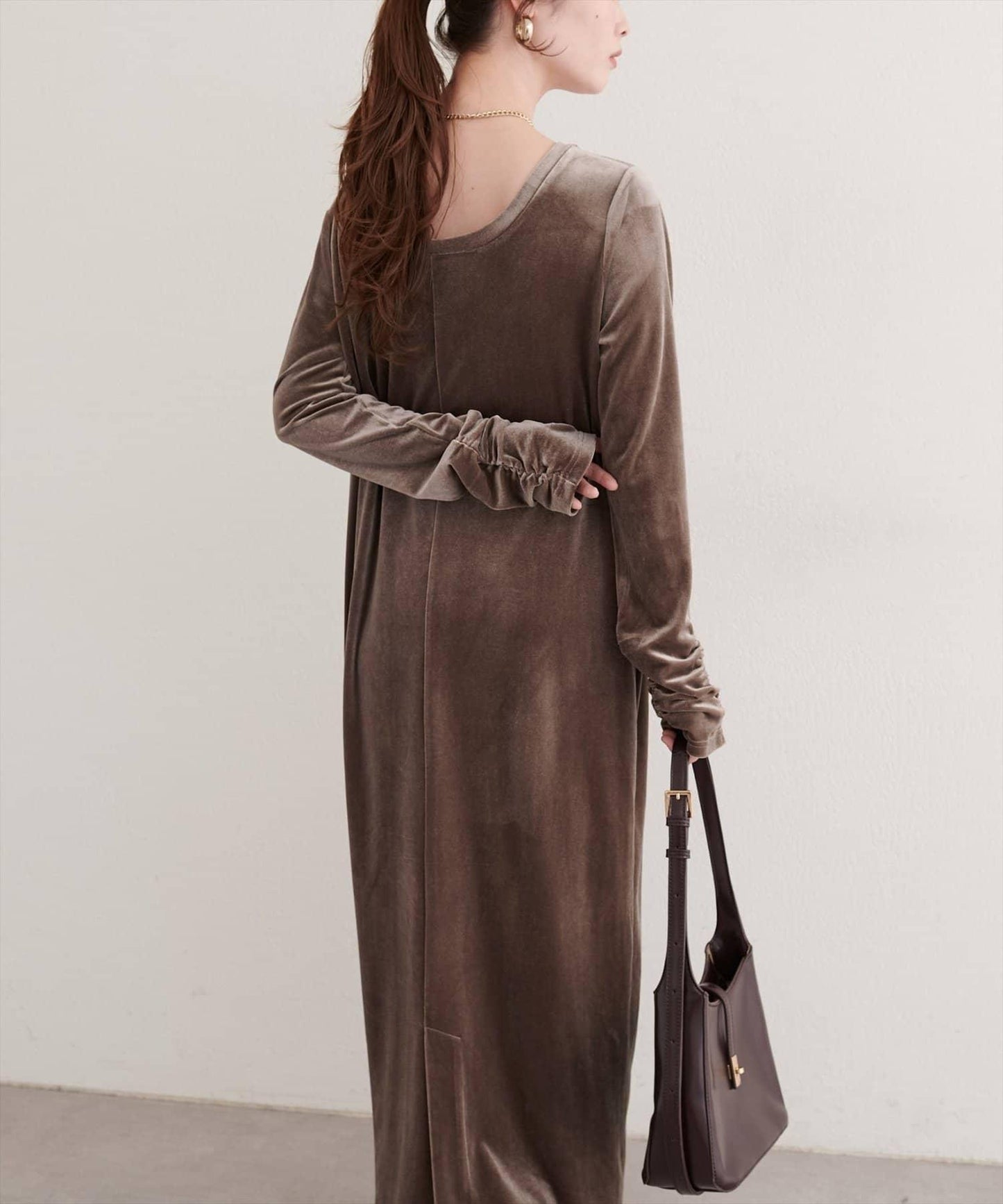 EVERY.VERY niceclaup 袖口抽褶 絲絨 連衣裙