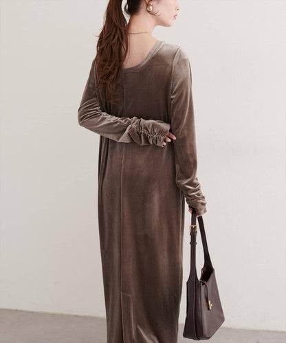 EVERY.VERY niceclaup 袖口抽褶 絲絨 連衣裙