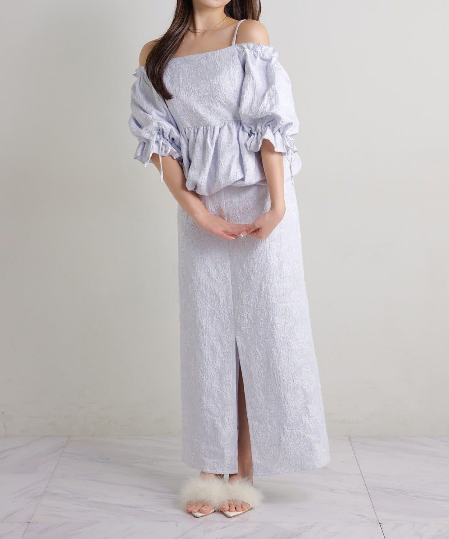 Seemi. 開叉修身 後繫帶 半身裙