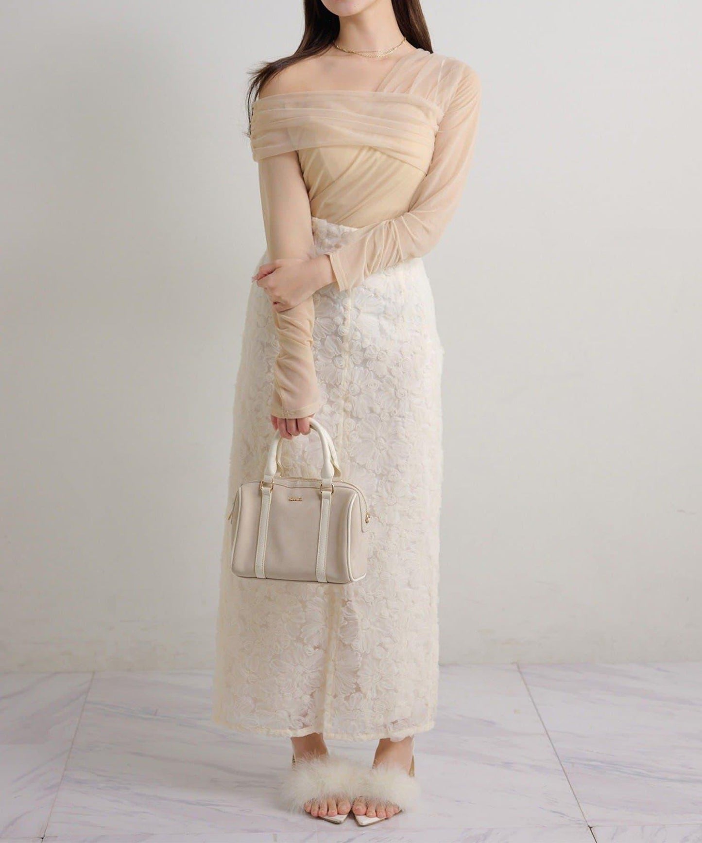 Seemi. 開叉修身 後繫帶 半身裙