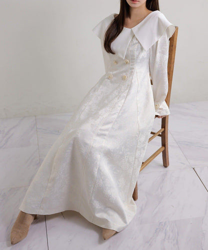 Seemi. 大翻領 長款 連衣裙