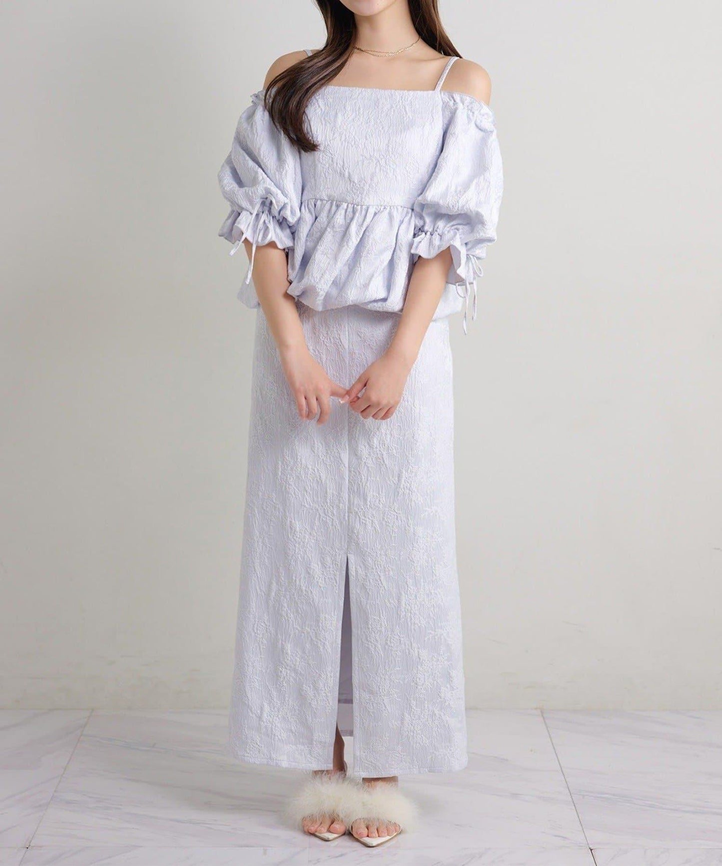 Seemi. 開叉修身 後繫帶 半身裙