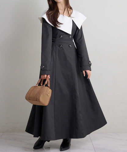 Seemi. 大翻領 長款 連衣裙