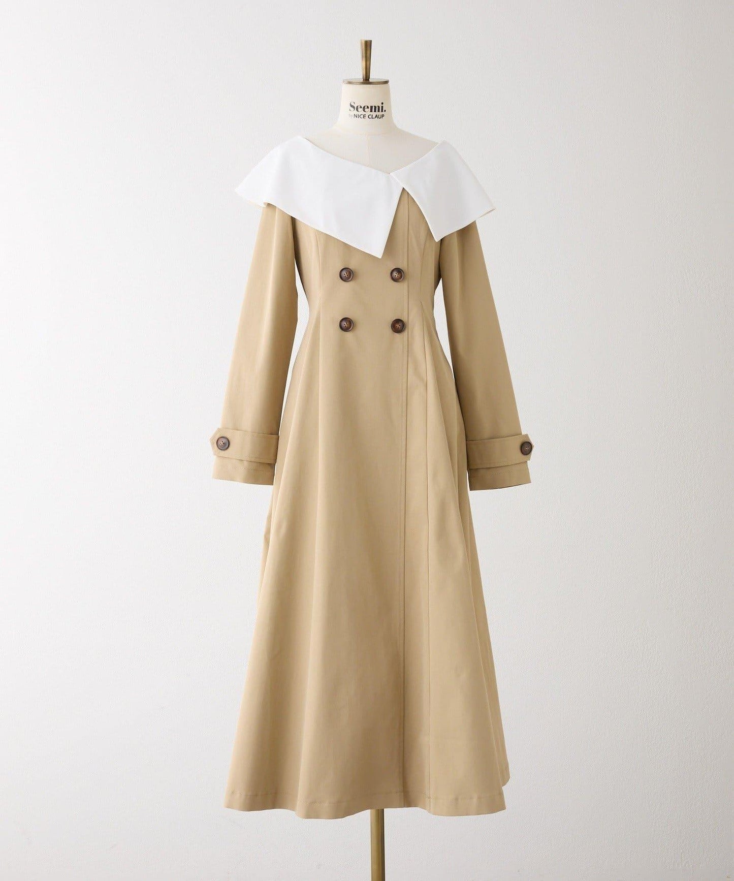 Seemi. 大翻領 長款 連衣裙