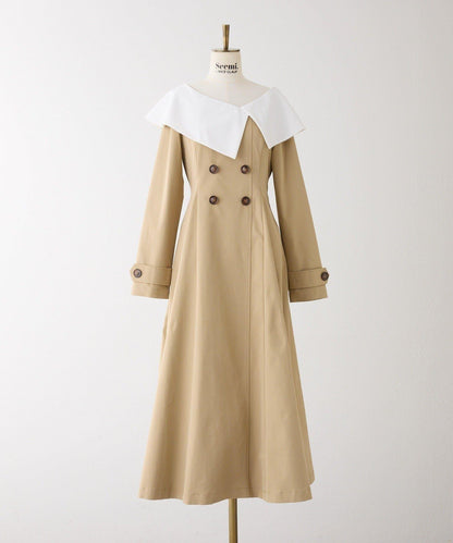 Seemi. 大翻領 長款 連衣裙