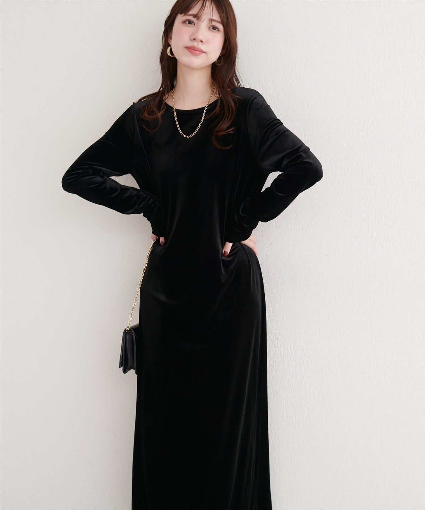 EVERY.VERY niceclaup 袖口抽褶 絲絨 連衣裙