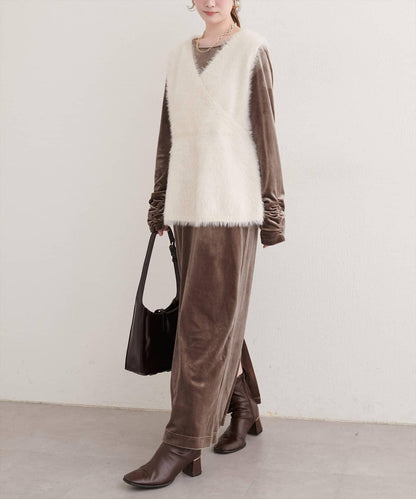 EVERY.VERY niceclaup 袖口抽褶 絲絨 連衣裙